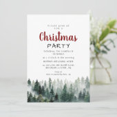 Elegant Modern Pine Forest Christmas Party Kaart (Staand voorkant)