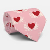 Elegant Modern Pink and White Doodle Heart Pattern Stropdas (Opgerold)