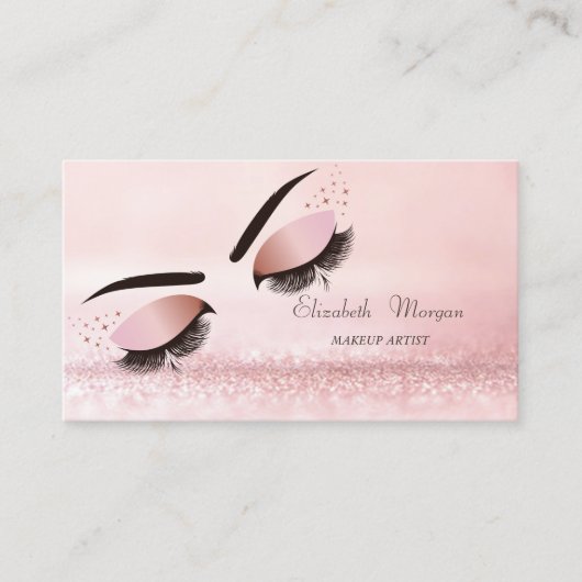Elegant Modern Pink Bokeh Faux Lashes Visitekaartje (Voorkant)