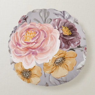 Elegant Modern Pink Floral Rond Kussen