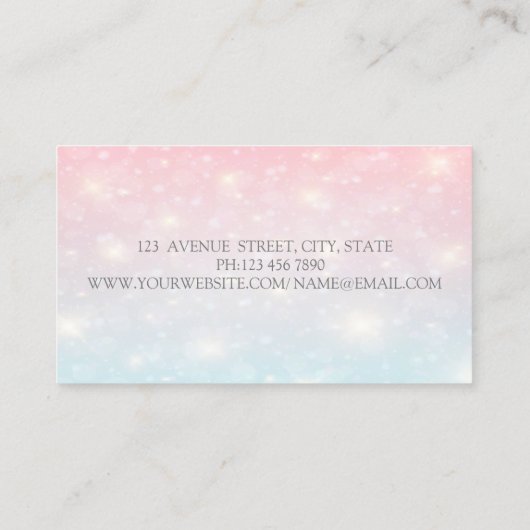 Elegant Modern Pink Ribbon Bow, Glitter Bokeh Visitekaartje (Achterkant)