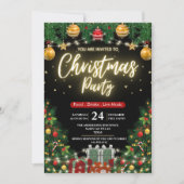 Elegant Modern Plaid Green Christmas Party  Kaart (Voorkant)