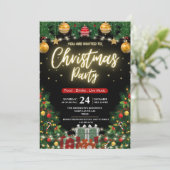 Elegant Modern Plaid Green Christmas Party  Kaart (Staand voorkant)