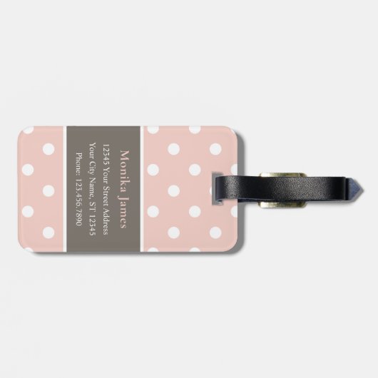Elegant Modern Polka Dot Patroon met Monogram Bagagelabel (Achterkant horizontaal)