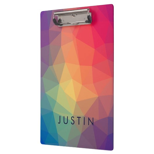 Elegant modern polygonaal gekleurd voeg jouw naam klembord (Links)