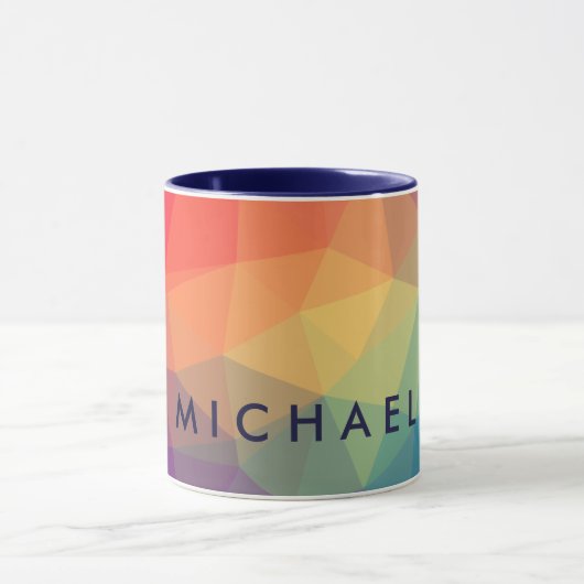 Elegant modern polygonaal gekleurd voeg jouw naam  mok (Midden)