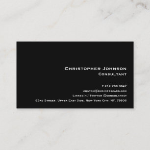 Elegant modern Professional Plain Black Minimalist Visitekaartje