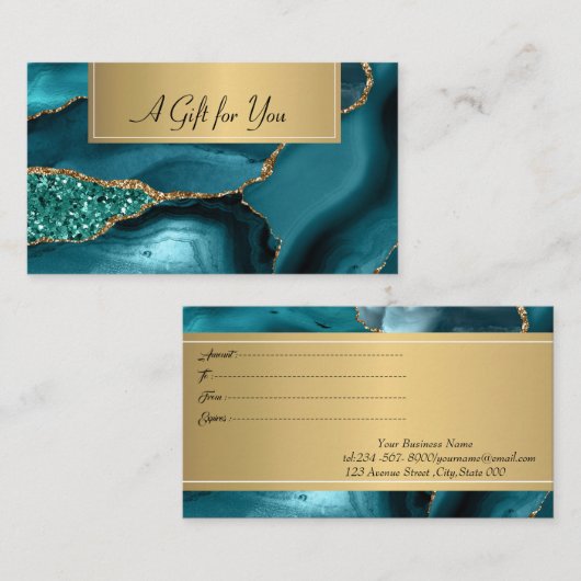 Elegant modern, professioneel marmer smaragd groen kortingskaartje (Voorkant / Achterkant)