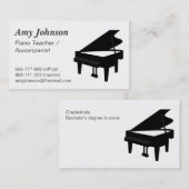 Elegant, modern, professioneel, pianoleraar visitekaartje (Voorkant / Achterkant)