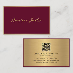 Elegant modern professioneel script Bordeaux Gold Visitekaartje