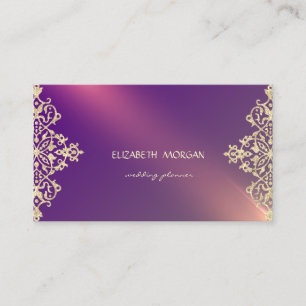 Elegant Modern Professioneel Violet Goud Kant Visitekaartje