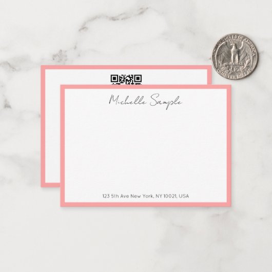 Elegant Modern QR Code Typography Script Name Notitiekaartje (Voorkant / Achterkant in situ)