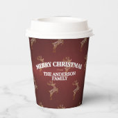 Elegant Modern Red and Gold Reindeer Christmas Papieren Bekers (Achterkant)