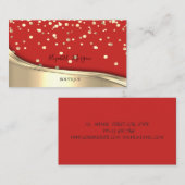 Elegant Modern Red Gold Confetti Visitekaartje (Voorkant / Achterkant)