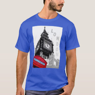 Elegant Modern Red Telephone Box London Big Ben T-shirt