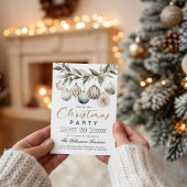 Elegant Modern Retro Christmas Party Invitation Kaart