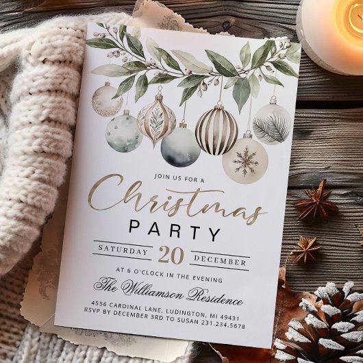 Elegant Modern Retro Christmas Party Invitation Kaart