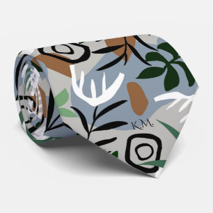 Elegant Modern Retro  Foliage Monogram Stropdas