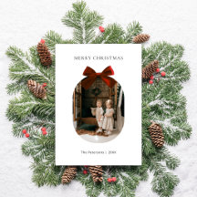 Elegant Modern Rode Strik Band Foto Kerstmis
