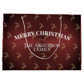 Elegant Modern Rood en Goud Rendier Kerstmis Groot Cadeauzakje (Achterkant)