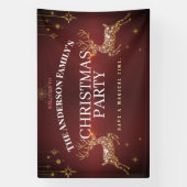 Elegant Modern Rood en Goud Rendier Kerstverbod Spandoek (Verticaal)