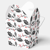 Elegant modern rood en zwart Holly Pattern Bedankdoosjes (Geopend)