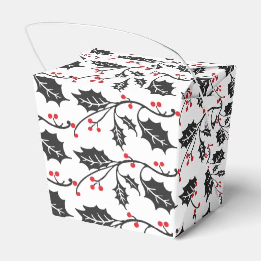 Elegant modern rood en zwart Holly Pattern Bedankdoosjes (Achterkant)
