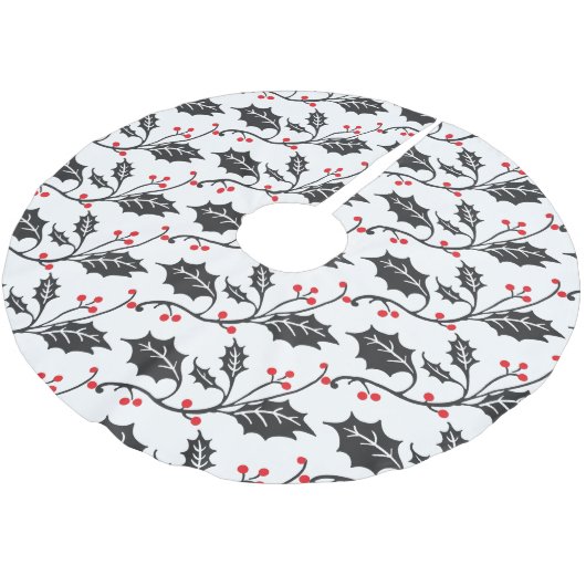 Elegant modern rood en zwart Holly Pattern Kerstboom Rok (Gekanteld)
