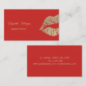 Elegant modern rood, glitter lips visitekaartje (Voorkant / Achterkant)