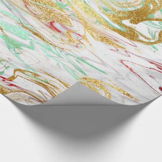 Elegant modern rood goudgroen witte marmer cadeaupapier (Hoek)
