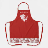 Elegant modern  rood wit toile Deer Schort (Voorkant)