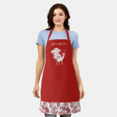 Elegant modern  rood wit toile Deer Schort (Gedragen)