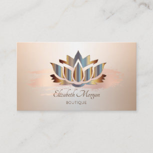 Elegant Modern, Roos Gold Brush Stroke Lotus Visitekaartje