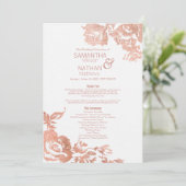 Elegant modern Roos Gold Floral Wedding Programma (Staand voorkant)