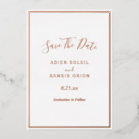 Elegant modern Roos Gold Foil sparen de datum Kaar