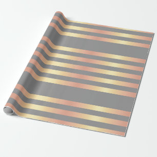 Elegant modern Roos Gold gradiëntstripes grijs Cadeaupapier