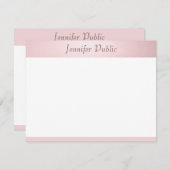 Elegant modern Roos Gold Handwriting Script Notitiekaartje (Voorkant / Achterkant)