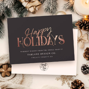 Elegant modern Roos Gold Script Business Corporate Feestdagenkaart