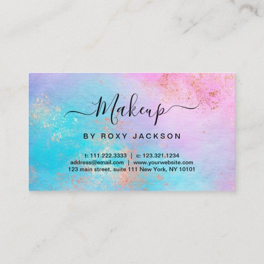 Elegant modern roos Gold waterverf make-up kunsten Klantenkaartje (Achterkant)