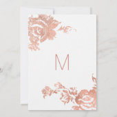 Elegant Modern Roos Goud Bloemen Bruiloft Uitnodig Kaart (Achterkant)