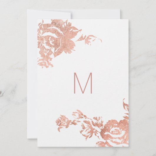 Elegant Modern Roos Goud Bloemen Bruiloft Uitnodig Kaart (Achterkant)
