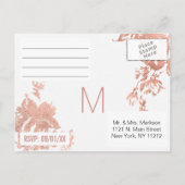 Elegant Modern Roos Goud Bloemen RSVP Briefkaarten (Achterkant)