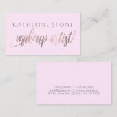 Elegant modern roos goud en lila make-up kunstenaa visitekaartje (Voorkant / Achterkant)