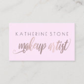 Elegant modern roos goud en lila make-up kunstenaa visitekaartje (Voorkant)