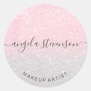 Elegant modern roos goud en zilveren glitter make- ronde sticker