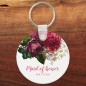 Elegant modern roos goud florale bruidegom sleutelhanger (Voorkant)