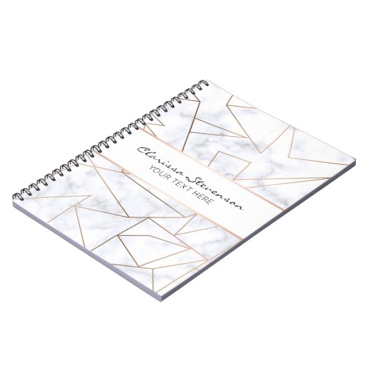 elegant modern roos goud geometrische witte marmer notitieboek (Linkerzijde)