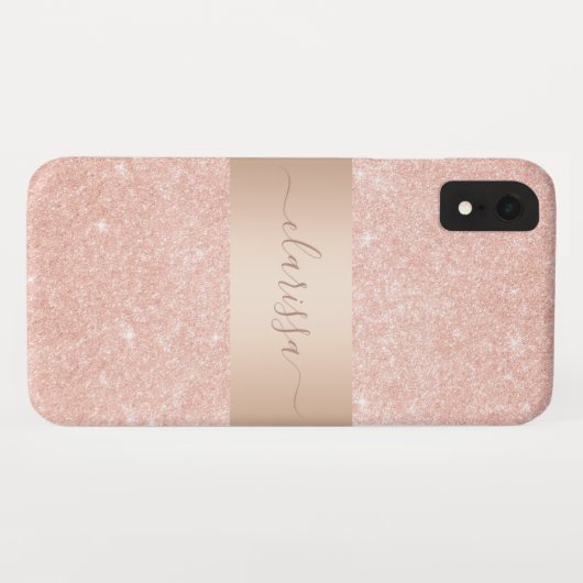 Elegant modern roos goud glitter Case-Mate iPhone case (Achterkant (horizontaal))
