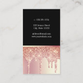 Elegant modern roos goud glitter druppelt spijkers visitekaartje (Achterkant)