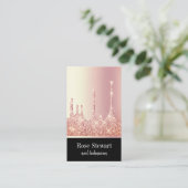 Elegant modern roos goud glitter druppelt spijkers visitekaartje (Staand voorkant)
